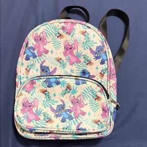Stitch and Angel 10.5” Backpack - Pink and Blue